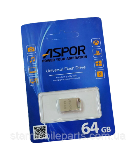Флешка (USB Flash) Aspor AR105 64GB срібна, фото 1