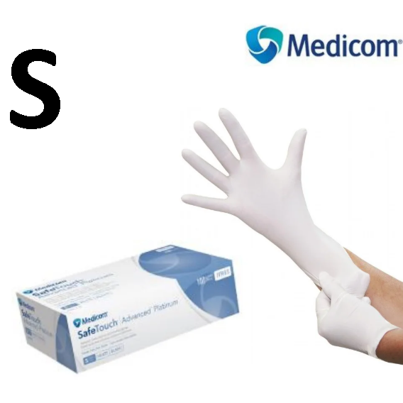 Рукавички нітрилові без пудри Medicom SafeTouch Advanced Platinum 3.6г. розмір S 100 шт/уп білі, фото 1