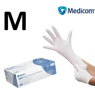 Рукавички нітрилові без пудри Medicom SafeTouch Advanced Platinum 3.6г. розмір М 100 шт/уп білі