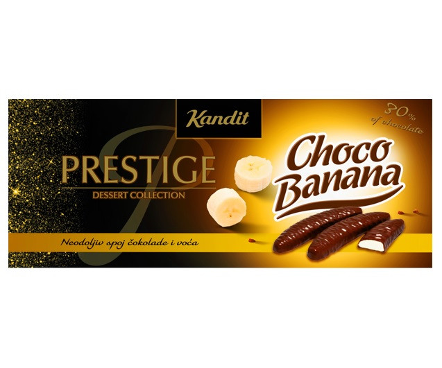 Цукерки шоколадні Choco Banana Prestige (з бананової начинкою) Kandit 280 г Хорватія (опт 5 шт), фото 1