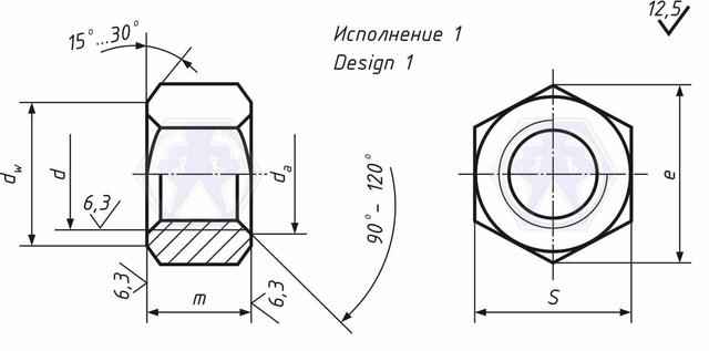 Креслення гайки ГОСТ 5915