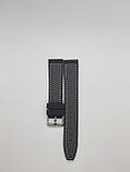 Чорний ремінець для годинника силікон з вуглецевого волокна прошитий з білою строчкою 20 мм, фото 3
