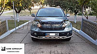 Защита переднего бампера (двойная нержавеющая труба - двойной ус) Honda CRV (06-12)