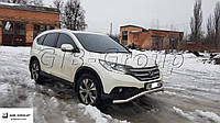 Защита переднего бампера  (одинарная нержавеющая труба - одинарный ус) Honda CRV (12-16)