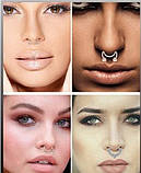 Септум обманка в ніс пірсинг кліпс Фейк носові кольца 3 кольори мед. сталь, фото 6