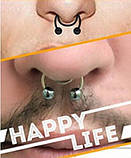 Септум обманка в ніс пірсинг кліпс Фейк носові кольца 3 кольори мед. сталь, фото 5