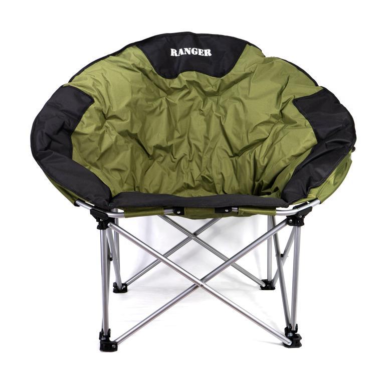 Крісло складне Ракушка каркас Сірий, обивка Чорний+Зелений (Ranger TM)