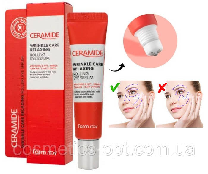 Роликова сироватка з керамідами FarmStay Ceramide Wrinkle Care Relaxing Rolling Eye Serum