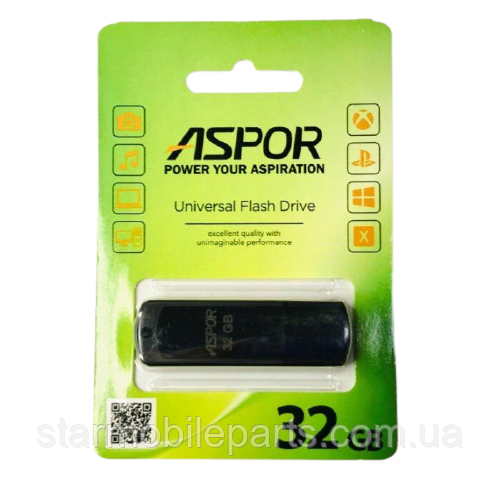 Флешка (USB Flash) Aspor AR011 32GB чорна, фото 1