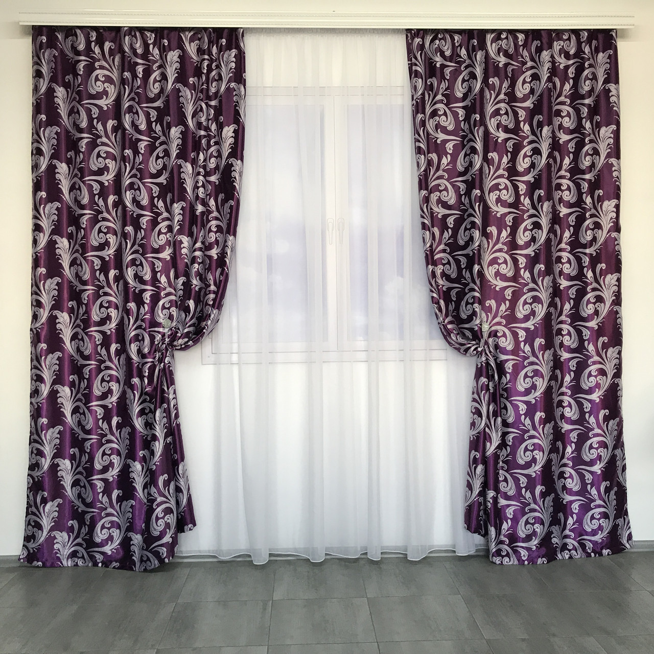 Штори велюр блекаут вензель ALBO фіолетові 150×270 см, комплект 2 шт. (SH-202-18), фото 1