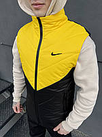 Жилетка мужская Nike Clip осенняя весенняя демисезонная черно-желтая Безрукавка мужская Найк