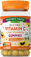 Детские витамины Nature's Truth Just 4 Kids Vitamin C + Zinc, Echinacea 60 gummies
