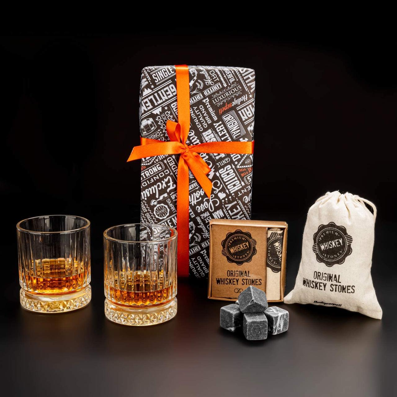 Подарунковий набір для віскі з 2 келихів для віскі та каменів Whiskey Glass Set