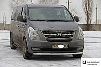 Защита переднего бампера  (одинарная нержавеющая труба - одинарный ус) Hyundai H1 (07+)