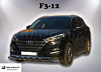 Защита переднего бампера  (двойная нержавеющая труба - двойной ус) Hyundai Tucson (2016+)