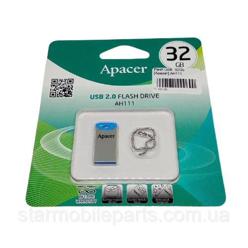 Флешка (USB Flash Apacer AH111 32GB синій з сріблястим, фото 1
