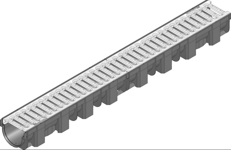 Жолоб поверхневого водовідведення HAURATON TOP X 119х89х1000 з поцинкованою щілинною решіткою