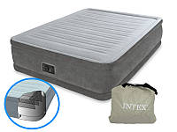 Надувная двуспальная кровать Intex 64414 со встроенным электро насосом (152-203-46 СМ)