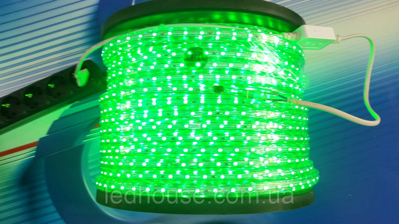 Світлодіодна стрічка 220 V smd 3528/60 led Зелена IP68