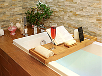 Регулируемая бамбуковая полка столик для ванны