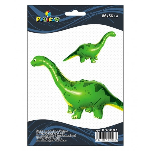 Кулька повітр. фольгована "Динозавр зелений" 119см №836001/Pelican/(1), фото 1