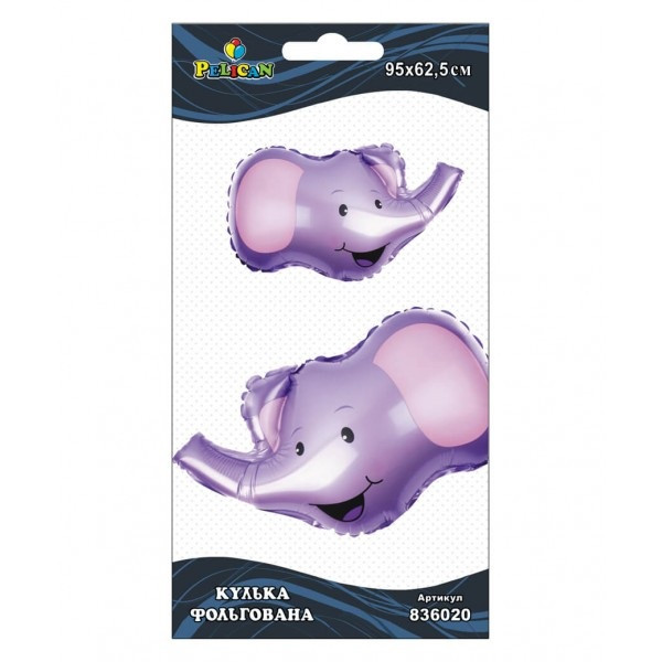 Кулька повітр. фольгована "Голова слона" 95см №836020/Pelican/(1), фото 1