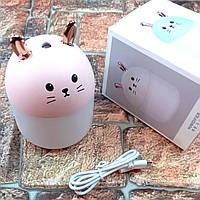 Увлажнитель воздуха и ночник 2в1 Humidifiers Rabbit с фильтром для воды Розовый USB Настоящие фото