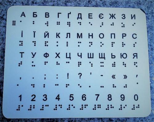Український алфавіт зі шрифтом Брайля