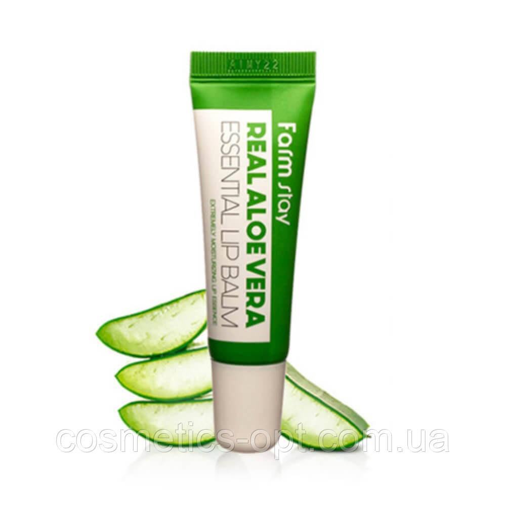 Увлажняющий бальзам для губ с соком барбадосского алоэ FarmStay Real Aloe Vera Essential Lip Balm, 10 мл - фото 3 - id-p1407569293