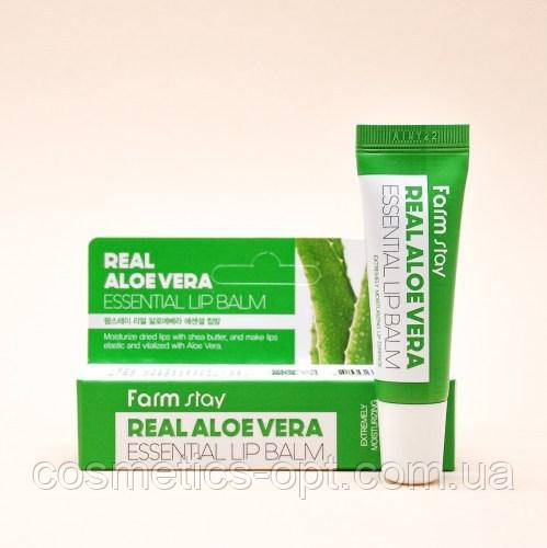 Увлажняющий бальзам для губ с соком барбадосского алоэ FarmStay Real Aloe Vera Essential Lip Balm, 10 мл - фото 1 - id-p1407569293