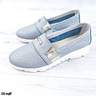 Перфоровані блакитні шкіряні мокасини 37 та 39 р-ри, фото 2