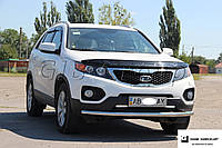 Защита переднего бампера (одинарная нержавеющая труба - одинарный ус) KIA Sorento (10-12)