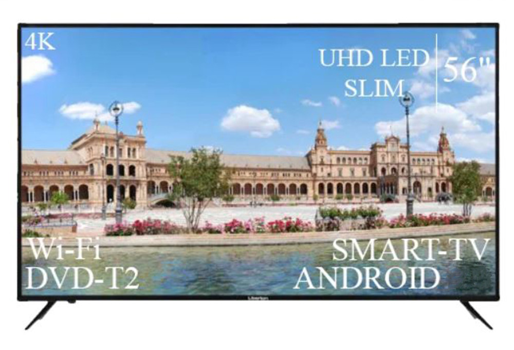 СовременныйТелевизор Liberton 56" Smart-TV+DVB-T2+USB АДАПТИВНИЙ UHD,4K+Android 9.0