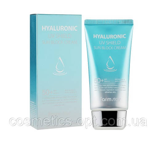 ПРИМ*ЯТА КОРОБОЧКА! Сонцезахисний крем з гіалуроновою кислотою FarmStay Hyaluronic UV Shield Sun Block Cream SPF50+/PA+++, 70 g