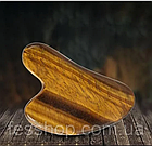 Скребок для масажу гуаша з каменю Тигрове око, фото 10