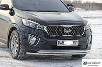 Защита переднего бампера Kia Sorento UM (2014-2018)  (двойная нержавеющая труба - двойной ус)