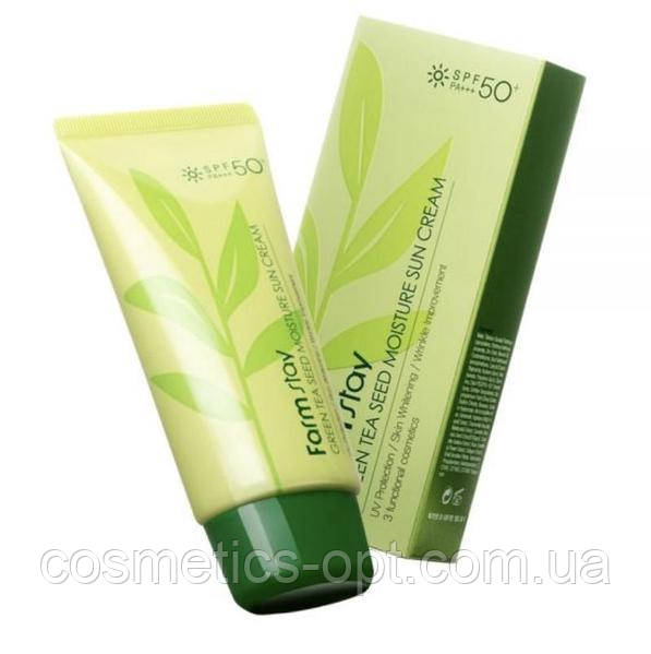 Зволожувальний крем від сонця з насінням зеленого чаю FarmStay Green Tea Seed Moisture Sun Cream SPF50+/PA+++,70g, фото 1