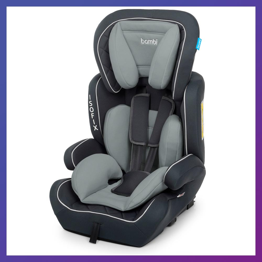 Автокрісло-бустер 2 в 1 для дітей від 1 року до 12 років Isofix Bambi M 4250 Gray сіре