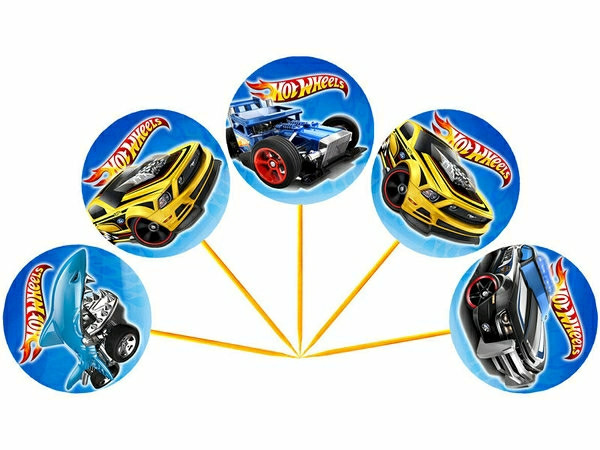 Топери для капкейків " Хот Вілс ( Hot Wheels)" 8 шт./пач., фото 1