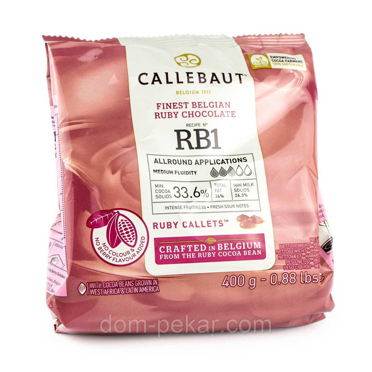 Шоколад кувертюр Callebaut Ruby 47.3%, 0,4 кг от интернет-магазина ...