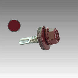 Саморез с шест. гол. с шайб. EPDM 4,8*19 DIN 7504K RAL 3005 зі св. за метом. (ящ. 2400 шт.) колір — винно-червоні