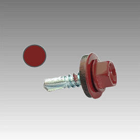 Саморез с шест. гол. с шайб. EPDM 4,8*19 DIN 7504K RAL 3011 зі св. за метом. (ящ. 2400 шт.) коричнево-червоний