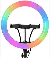 Кільцева кольорова селфи лампа MJ36 36см RJB Light (3 кріплення) USB