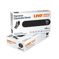 Рукавички нітрилові Чорні 4 г. UNEX розмір M 100 шт./уп.