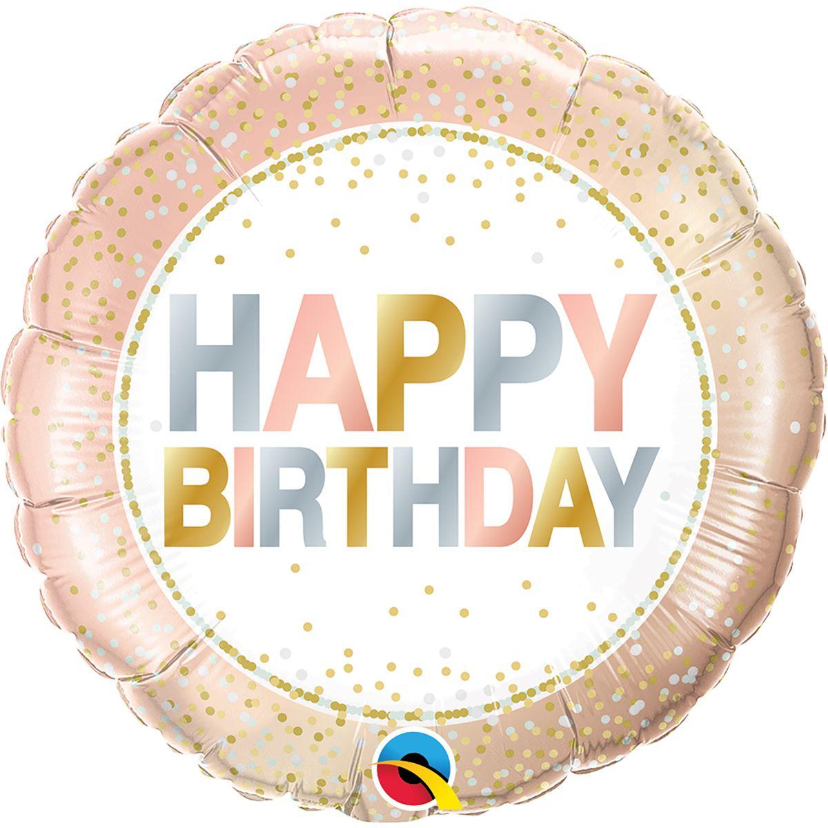 Фольгована куля "Happy birthday" ніжна горошок