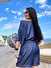 Жіночий літній костюм із шортами 41403 (50-52,54-56,58-60) (квіта: синій) СП, фото 4