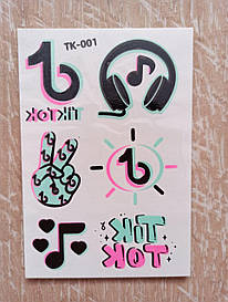 Флеш тату. 11*8 див. Тимчасова, Перекладна. Тік-Ток, Tik-Tok. Неонова 0