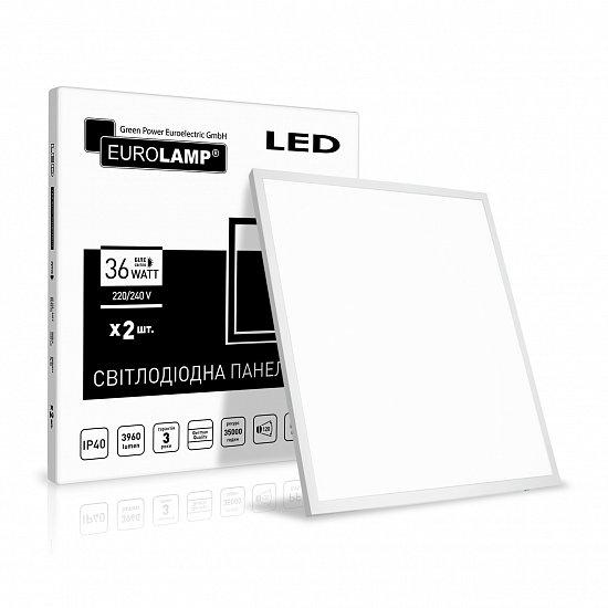 LED панель EUROLAMP 60*60 36W 4000K 3960Lm 2шт біла рамка LED-Panel-36/40(110)(2) (світлодіодний світильник), фото 1
