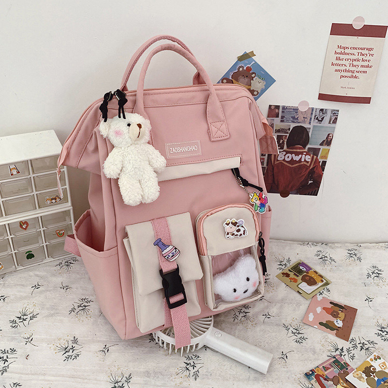 Рюкзак сумка повсякденна шкільна для дівчинки Teddy Beer(Тедді) з брелоком ведмедик рожевого кольору