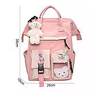 Рюкзак сумка повсякденна шкільна для дівчинки Teddy Beer(Тедді) з брелоком ведмедик рожевого кольору, фото 2